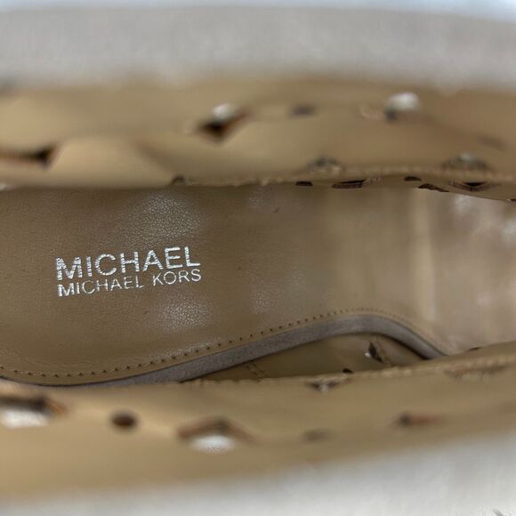 Michael Kors Women's Wedge Bootie Sandals Size 10M Taupe Suede Peep Toe Cut-out - Picture 12 of 13